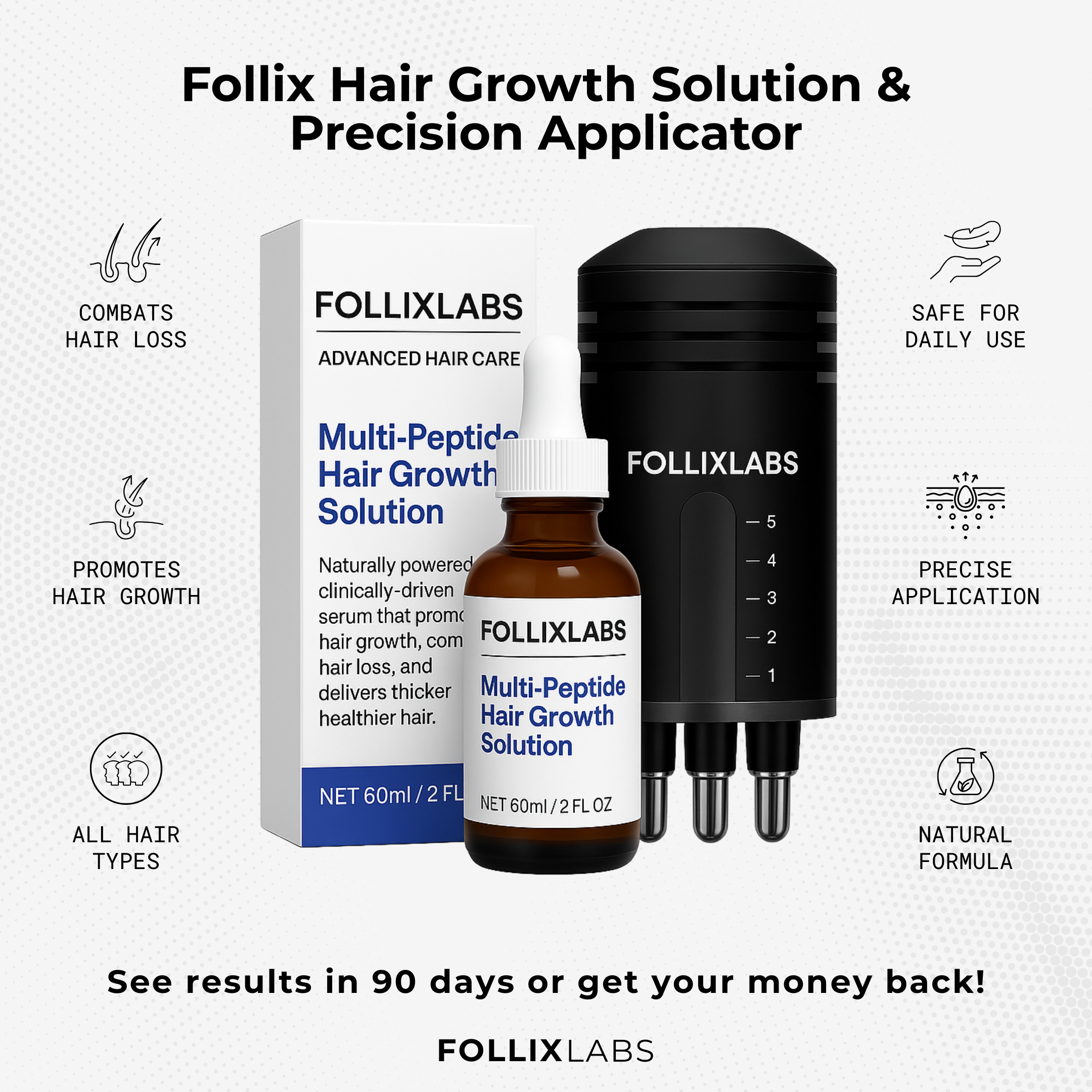 Follix Hair Growth Solution & Precision Applicator Bundle